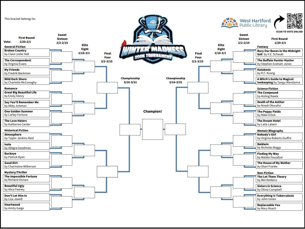 Winter Madness Book Tournament || Crowning the Best Book of 2025 (via West Hartford Public&nbsp;Library)